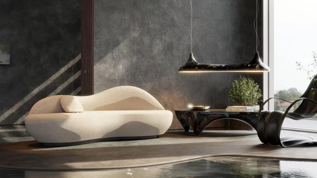 Living room trends this year prioritise comfort, individuality, and artistry. From chunky armed sofas to kidney-shaped marble pieces, take your pick