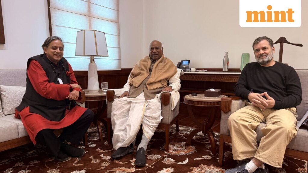 Shashi Tharoor meets Kharge, Rahul in Parliament amid reports of rift with Congress high command