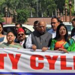 Watch Video: Oppn MPs protest in Parliament House complex over ‘LPG supply crunch’ – ‘empty cylinders, empty promise’